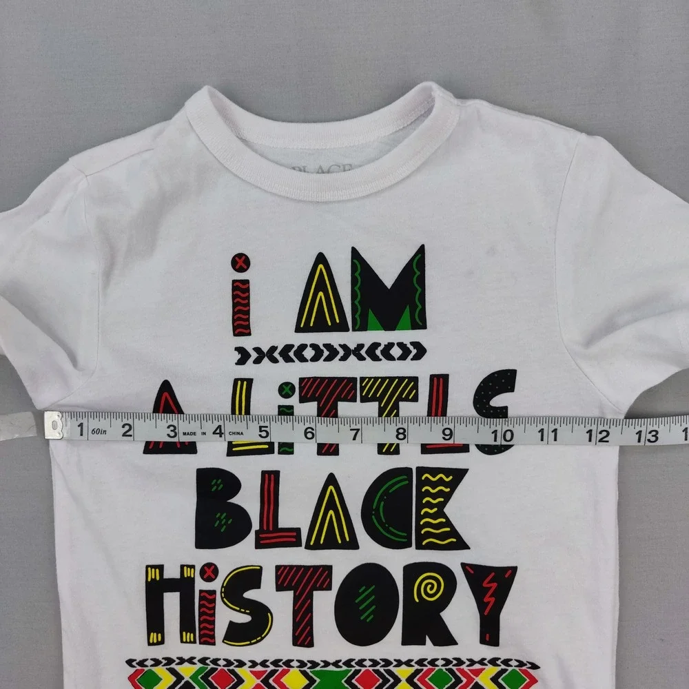 The Children's Place T-Shirt‎ Unisex Kids XS 4 White Black History Graphic Tee
